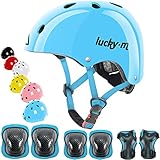 Casco per bambini regolabile con ginocchiere, gomitiere e protezioni per i polsi, set di protezione 7 in 1 per bambini e bambine, per skateboard, bici, scooter, hoverboard e così via.