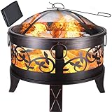 Gardebruk Braciere Rotondo Ø 67cm Acciaio Parascintille Attizzatoio Bracieri da Esterno Giardino