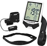GPECTIFO Cardiofrequenzimetro Cadenza, Computer Wireless da Ciclismo con sensore di frequenza cardiaca Ciclocomputer Multifunzionale Antipioggia con retroilluminazione LCD(White)