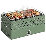 Outsunny Barbecue a Carbone Portatile, Griglia Portatile con Ventilatore Integrato e Manopola Regolabile per Campeggio, Picnic, Viaggi, Giardino, Cucina All'Aperto, Verde Chiaro