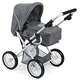 Bayer Chic 2000 - Passeggino per Bambole Leni, Passeggino Combinato 2 in 1 con Borsa per Il Trasporto Rimovibile, Jeans Grigio, 46 cm