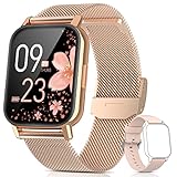 AooDen Smartwatch, Orologio Fitness da 1.69',IP68, 24 Modalità Sportive SpO2 Cardiofrequenzimetro Contapassi Calorie Notifiche Intelligente Activity Tracker Oro Rosa