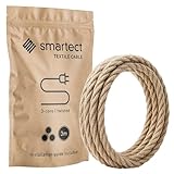 smartect Cavo Elettrico Tessile intrecciato Juta, 3 Metri Filo Elettrico Vintage, Tripolare (3 x 0.75mm²) Cavo Elettrico Rivestito in Tessuto per Fai da Te