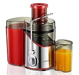 JUILIST Centrifuga Frutta e Verdura, 400W Estrattore di Succo a Freddo con 65 MM Bocca Larga, 3 Velocità, Acciaio Inox, Piedi Antiscivolo, Includi Spazzola, Facile Pulizia, Senza BPA (Rosso)