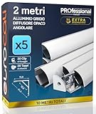 Eurocali 5x Profili Angolari da 2 metri (10mt) in Alluminio grigio per Strisce LED Schermatura Opaca ingombro max striscia led 10.5mm - 15.8 x 15.8