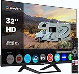 STRONG SRT32HG4723C 32'' TV HD - DVB-S2/C/T2, 12V Ideale per camper, cucina, camera da letto, barca, 2 porte HDMI (1 ARC) + 1 porta USB + Mini-AV + Presa antenna/satellite - Nero