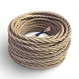 Amarcords - Cavo elettrico tessile colore JUTA, trecciato, juta, 5 metri, con messa a terra 3x0,75mm - Filo rivestito in tessuto colorato vintage per lampade lampadari applique e abat jour.