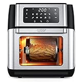 Innsky Friggitrice ad Aria 10 Litri, 10 in 1 Forno ad Aria Calda con LED Touch Screen, Friggitrice Senza Olio da 1500W, Friggere, Griglia, Forno, Arrostir, 6 Accessori e Ricettario - Acciaio Inox