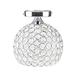 DAXGD Lampada da Soffitto Cristallo Argento, E27 Plafoniera in Cristallo Soggiorno Creativa, E27 Portalampada, Lampadario Moderno Per Camere da Letto, Corridoio, Dia 18cm (Senza Lampadine)