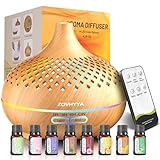 ZOVHYYA Diffusore di Oli Essenziali 500ml Umidificatore Ambiente Aromi con Telecomando Rofumatore per Ambienti 4 Timer e 14 Colori LED Rofumatore per Ambienti per Casa