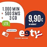 eety Tariffa per smartphone TOP, Austria, Normale/Micro/Nano SIM Card, 1000 minuti, 500 SMS, 3 GB LTE per 9,90 €/mese