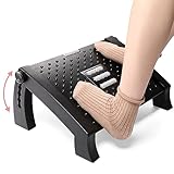 Mkitnvy Poggiapiedi Ergonomico con 6 Regolabili e Angolo massaggio a rullo, Antiscivolo per Ufficio e Casa (A)