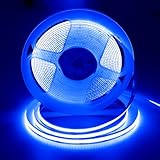 ShineBurky Striscia LED COB 5 Metri Blu, 12V Strisce LED CRI93+ Larghezza 8mm Striscia Luminosa LED Tagliabile Flessibile per TV Cucina Camera Da Letto Decorazione (Senza Alimentatore)