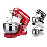 Arebos Impastatrice Robot da Cucina 1500W | Rosso | Mixer Cucina 6L | Basso Rumore | Multifunzione Impastatore Planetario Professionale con Ganci, Frullare | 6 Velocità con Impulso Regolabile