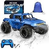 BORSCELLOR Macchina Telecomandata, Auto Telecomandato Anfibie 1:16 Monster truck telecomandata Impermeabile per Ragazzi, Veicolo RC Cars Acrobatico con Rotazione 360° luci LED per Adulti Bambini
