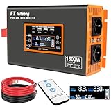 1500W/3000W inverter 12v 220v onda pura, inverter auto 12v 220v onda pura con display LCD, Telecomando，porta USB-C e porta QC 3.0 per veicoli di emergenz，camper, camion ect