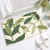 Treer Tappeto da Bagno in Microfibra, Verde Tappetino da Bagno Assorbente Antiscivolo Tappetino Doccia Soffice Lavabile per in Casa e cucina Zerbino Ingresso, Tappetini Bagno, 50x80cm