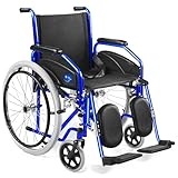 AIESI® Sedia a Rotelle pieghevole leggera con pedane elevabili regolabili AGILA EVOLUTION PLUS, Braccioli estraibili, Cintura di sicurezza, Pompa di gonfiaggio, Garanzia Italia 24 mesi
