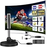 Antenna Tv Interna Amplificata Potente, 2026 Nuova Antenna Tv Interna, 500 Chilometri Di Ricezione A Lungo Raggio Con 360 Gradi Di Spazio Morto