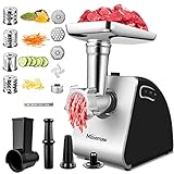 Nictemaw Tritacarne Elettrico 2000W, Robot da Cucina con 3 Dischi Forati, 4 Lame a Cono, accessorio per biscotti - Ideale per Salsicce e Carne Macinata