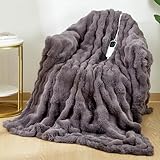 Uplayteck 150 x 200cm Coperta Riscaldante Elettrica, 6 Timer e 8 Impostazioni di Calore, Coperta Termica con Rimozione Acari e Modalità Sleep, Spegnimento Automatico, Riscaldamento Rapido