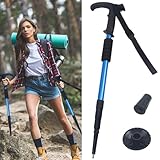 Bastone da Trekking Telescopico,Bastoncini Trekking,Bastone da Trekking di Alluminio, Bastone da Passeggio per Viaggi All'aperto, Alpinismo E Altri Sport (Blu)