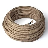 Amarcords - Cavo elettrico tessile colore JUTA tondo juta 5 metri con messa a terra 3x075mm - Filo rivestito in tessuto colorato vintage per lampade lampadari applique e abat jour.