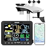 Sainlogic Stazione Meteorologica Intelligente WiFi Senza Fili, Previsione Meteo IA 24/7 Weatherseed®, Allarme App/Email, Anemometro e Pluviometro Digitale, Archivio Dati di 2 Anni