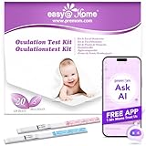Easy@Home Test Ovulazione, Accuratezza Oltre il 99.8%, Monitoraggio Attendibile del Ciclo e del Periodo Fertile, Alimentata da gratuita Italiana APP Premom(iOS & Android) (20 LH + 5 HCG)