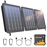Pannello Solare Portatile 15W Pieghevole, USB-C/USB per Ricarica, Compatibile con Telefoni e Tablet, Efficienza di Conversione 24%, IPX4 Impermeabile, Ideale per Camper, Campeggio e Attività Outdoor