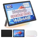 Whitedeer Tablet con Dock Altoparlante Bluetooth, Tablet Android Octa-Core, Ricarica Wireless, 14GB RAM+64GB ROM+1TB Memoria Espandibile, 1280×800P, 5MP+8MP, 5000mAh