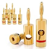 deleyCON 8x Spine a Banana Placcato Oro e Avvitabile per Cavi Altoparlanti Amplificatori Ricevitori AV Amplificatori di Potenza Hifi Sistemi Stereo