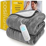 Cosi Home Coperta Riscaldante Elettrica 180x130 cm, in pile sherpa, lavabile in lavatrice con telecomando digitale, timer e 10 impostazioni di calore - Grigio
