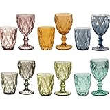 KEDEA Bicchieri Acqua in Vetro, Calici Vino Colorati in Vetro, Lavabili in lavastoviglie, Tumbler Acqua e Calici Vino Colorati Mix 6 COLORAZIONI.… (GRAND PAVE')