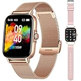 INEYES Smartwatch Donna 1,7'' HD Orologio Tracker Fitness con Risposta Chiamate Cardiofrequenzimetro SpO2 Monitor Sonno Contapassi Notifiche Messaggi Cronometro Smart Watch Sportivo per Android iOS