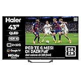 Haier QLED 4K UHD H43S81FUX 43'' Smart TV, Google TV, Dolby Audio, HDR 10, Telecomando Smart, Google Assistant, Bluetooth 5.1, Gaming 120Hz, USB 2.0, DBX TV, HDMI 2.1 x 4