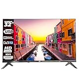 JCL 32HDDTV2023 TV Televisore 32' Pollici HD Ready 720p, Segnale ATV/DVB-T/T2/C, 2 x HDMI, USB e nella scheda tecnica: Formato segnale ATV, DVB-T, T2, C