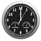 bonVIVO Orologio da Parete 30cm Orologio da Muro Radiocontrollato Digitale e Silenzioso Design Moderno in Alluminio Nero Bianco Argento Decorazione Elegante per Casa Cucina Salotto e Ufficio (Nero)