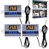3 regolatori digitali della temperatura: XH-W3001 termostato digitale con sonda impermeabile AC110 V-220 V, display LCD, riscaldamento