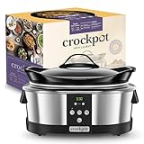 Crock-Pot Slow Cooker Pentola per Cottura Lenta, Capienza 5.7 Litri, Adatta Fino a 8 Persone, 230 W, Digitale, Programmabile, Argento