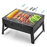 Uten Barbecue Portatile a Carbone, Mini Barbecue per 1-4 Persone, Griglia Pieghevole, L'acciaio Inossidabile Rinforzato è più Resistente, Barbecue da Tavolo, Giardino Terrazza Campeggio Picnic