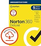 Norton 360 Deluxe 2023 | Antivirus per 5 dispositivi | Licenza di 15 mesi | PC, Mac, tablet e smartphone | Codice d'attivazione via email