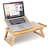 Scrivania Portatile in Bambù Regolabile Supporto Laptop Ergonomico per Casa Ufficio Altezza Angolo Regolabili