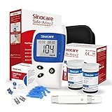 Sinocare Misuratore Glicemia Glucometro, 50 Strisce Reattive e 50 Lancette Facile da Maneggiare, Adatto per il Diabete di Tipo 1&2 e Diabete Gestazionale, Monitoraggio Quotidiano della Glicemia