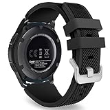 MoKo Cinturino Sportivo Compatibile con Samsung Galaxy Watch 3 45mm/Galaxy Watch 46mm/Gear S3 Frontier/S3 Classic, 22mm Cinturino di Ricambio in Silicone Morbido per Uomo Donna, Nero