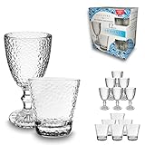 ARCA, Set 12 Bicchieri in Vetro, 6 Tumbler e 6 Calici, per 6 Persone, Bicchieri Ideali per la Tavola, Resistenti e Duraturi, Collezione Armonia Serie Pura, 300 ml