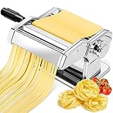 Macchina per la Pasta Manuale, Pasta Maker in Acciaio Inox con 7 Spessore Regolabili, Macchina per Pasta Fresca a Doppia Larghezza per Pasta, Spaghetti, Fettuccine, Lasagne