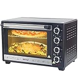 Bakaji Forno Fornetto Elettrico Ventilato Capacità 48 litri Potenza 2000W Temperatura Regolabile fino a 230° 4 Funzioni Elenti Riscaldanti in Acciaio Luce Interna Funzione Timer Girarrosto