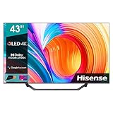 Hisense 43' QLED 4K 43A78GQ, Quantum Dot, Smart TV VIDAA, HDR Dolby Vision, Audio Dolby Atmos, Controlli vocali Alexa, Google Assistant, Tuner DVB-T2/S2 HEVC 10, Nero