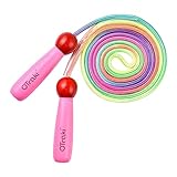 OTraki Corda per Saltare Bambini, 2.5M Corda Da Saltare Regolabile con Manici in Legno Jump Rope per Ragazzi e Ragazze Jumping Rope per 4-15 Anni Bambino, Rosa